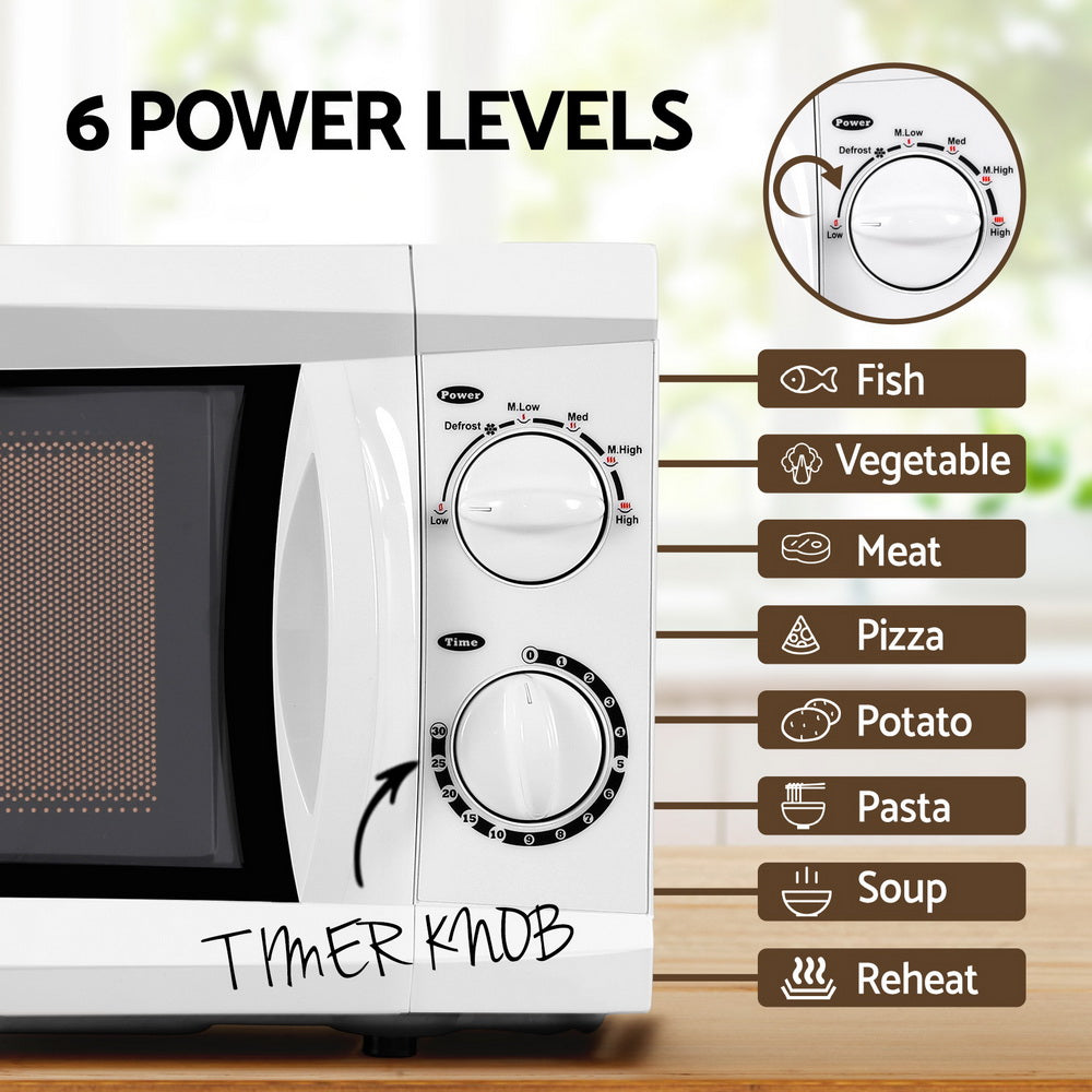 Devanti 20L Microwave Oven 800W White-Appliances > Kitchen Appliances > Microwave Ovens-PEROZ Accessories
