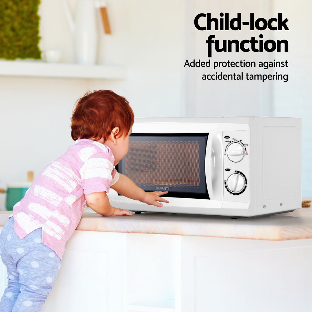 Devanti 20L Microwave Oven 800W White-Appliances > Kitchen Appliances > Microwave Ovens-PEROZ Accessories