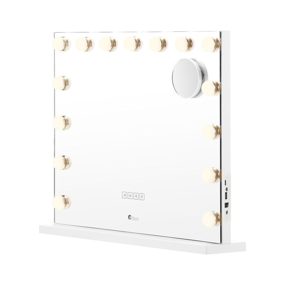 Oikiture Bluetooth Hollywood Makeup Mirrors with LED Light 58x46cm Vanity Mirror-Makeup Mirrors-PEROZ Accessories
