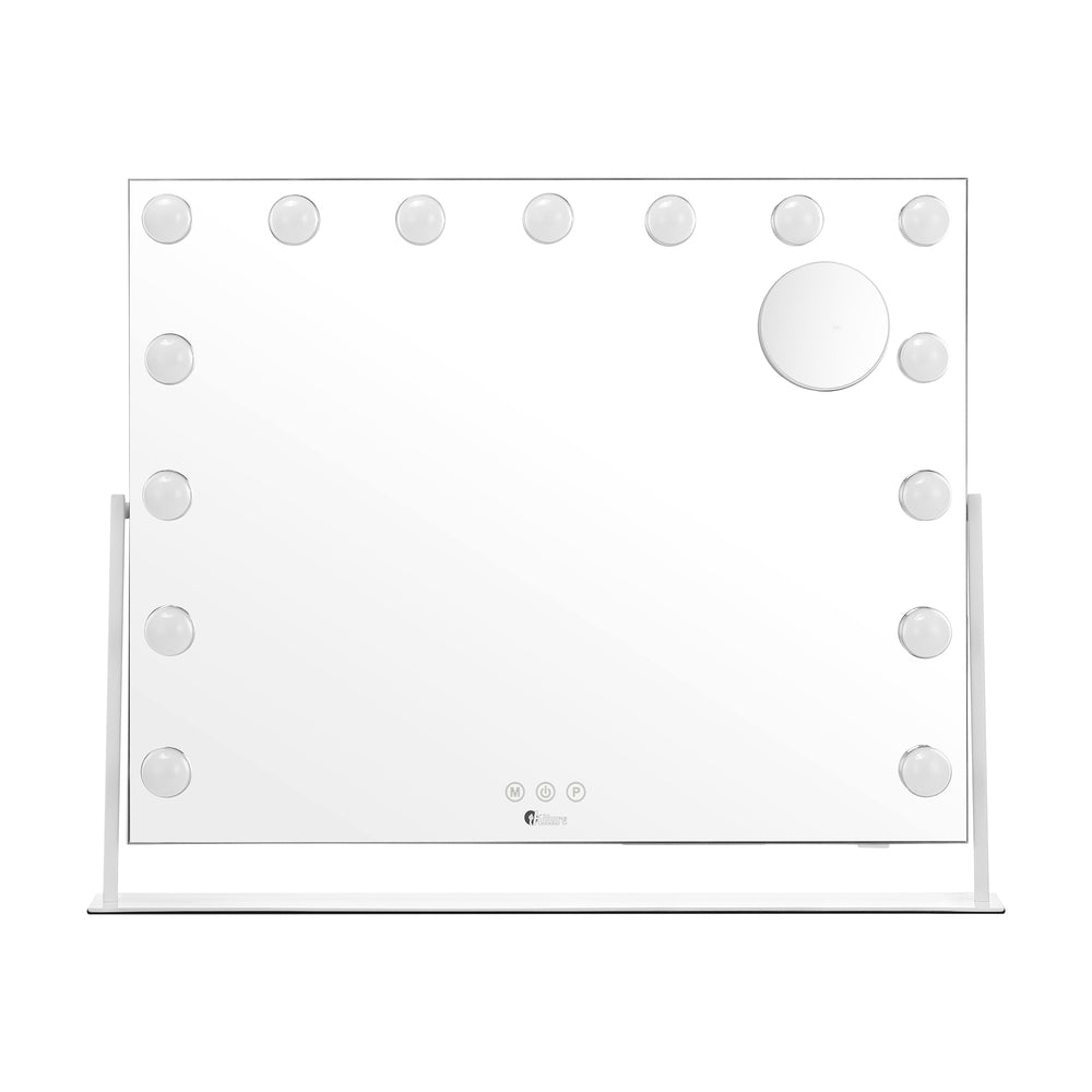 Oikiture Hollywood Makeup Mirrors LED Lights Bluetooth Rotation Vanity 58x46cm-Makeup Mirrors-PEROZ Accessories