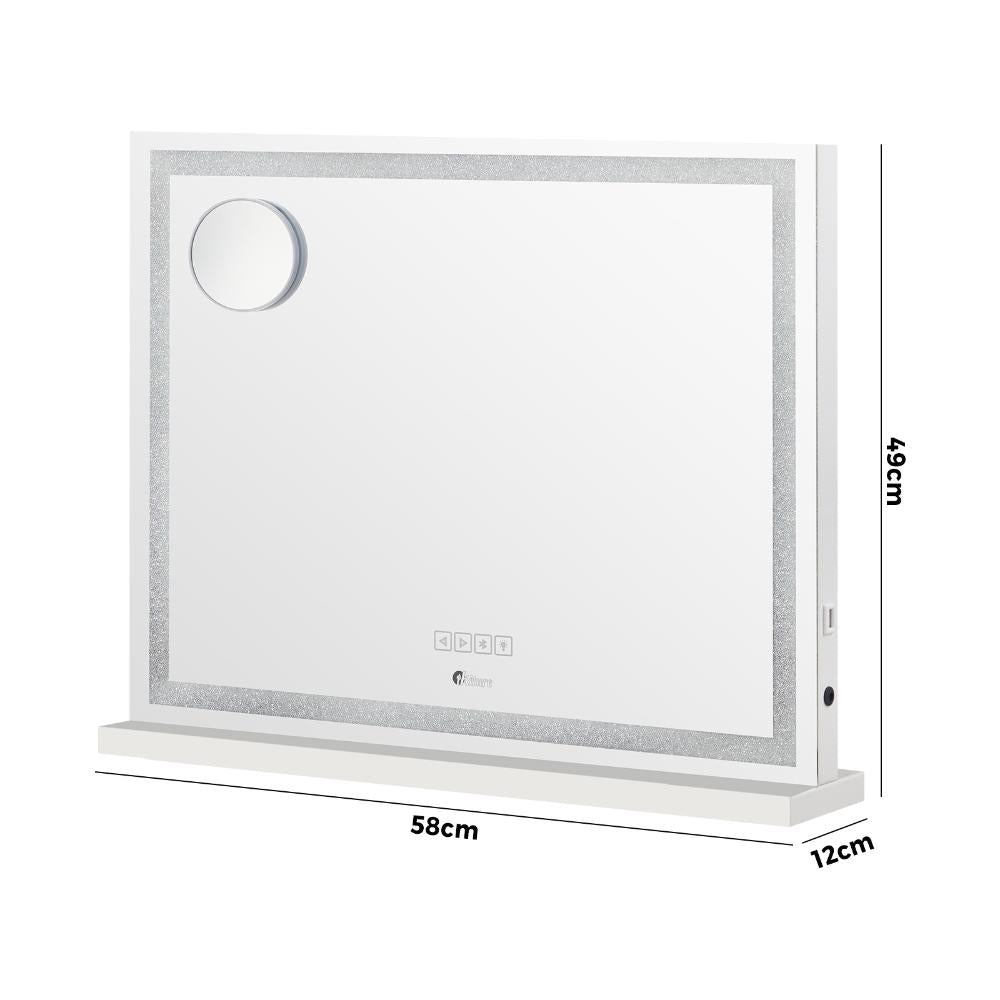 Oikiture Bluetooth Makeup Mirror Crystal LED 58x49cm-Makeup Mirrors-PEROZ Accessories