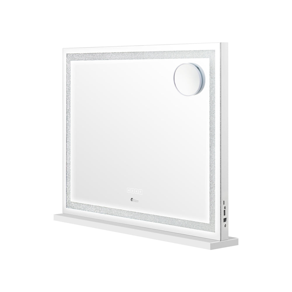 Oikiture Bluetooth Makeup Mirror Crystal LED 58x49cm-Makeup Mirrors-PEROZ Accessories