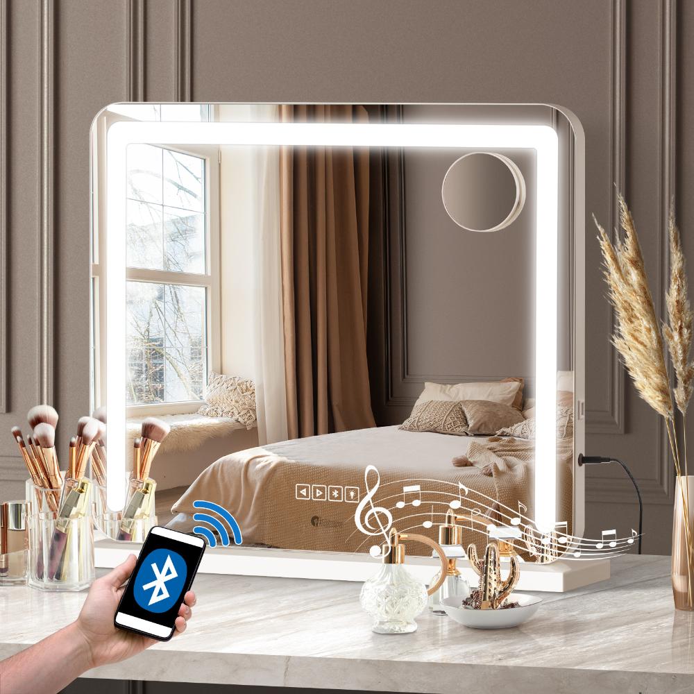 Oikiture Bluetooth Hollywood LED Makeup Mirror 60x52cm-Makeup Mirrors-PEROZ Accessories