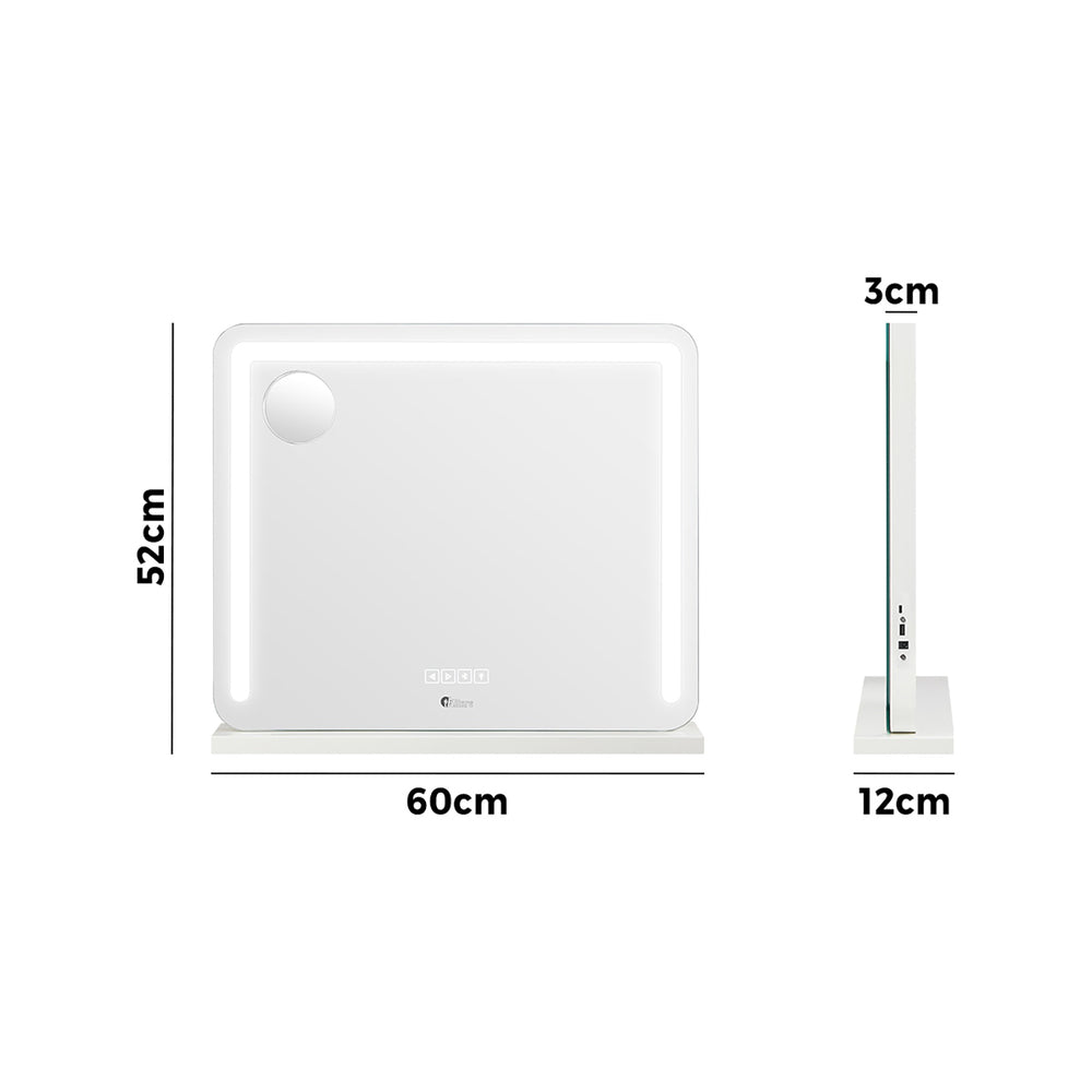 Oikiture Bluetooth Hollywood LED Makeup Mirror 60x52cm-Makeup Mirrors-PEROZ Accessories