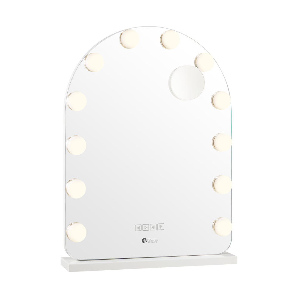 Oikiture LED Arched Makeup Mirror Bluetooth 61x43cm-Makeup Mirrors-PEROZ Accessories