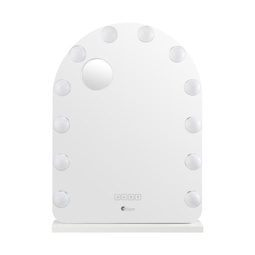 Oikiture LED Arched Makeup Mirror Bluetooth 61x43cm-Makeup Mirrors-PEROZ Accessories