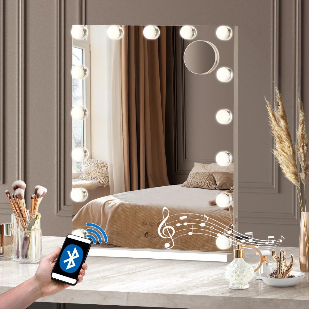 Oikiture LED Makeup Mirror Bluetooth Hollywood 61x43cm-Makeup Mirrors-PEROZ Accessories