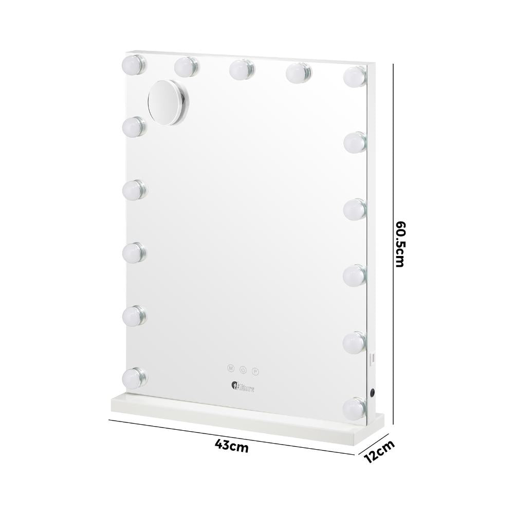 Oikiture LED Makeup Mirror Bluetooth Hollywood 61x43cm-Makeup Mirrors-PEROZ Accessories