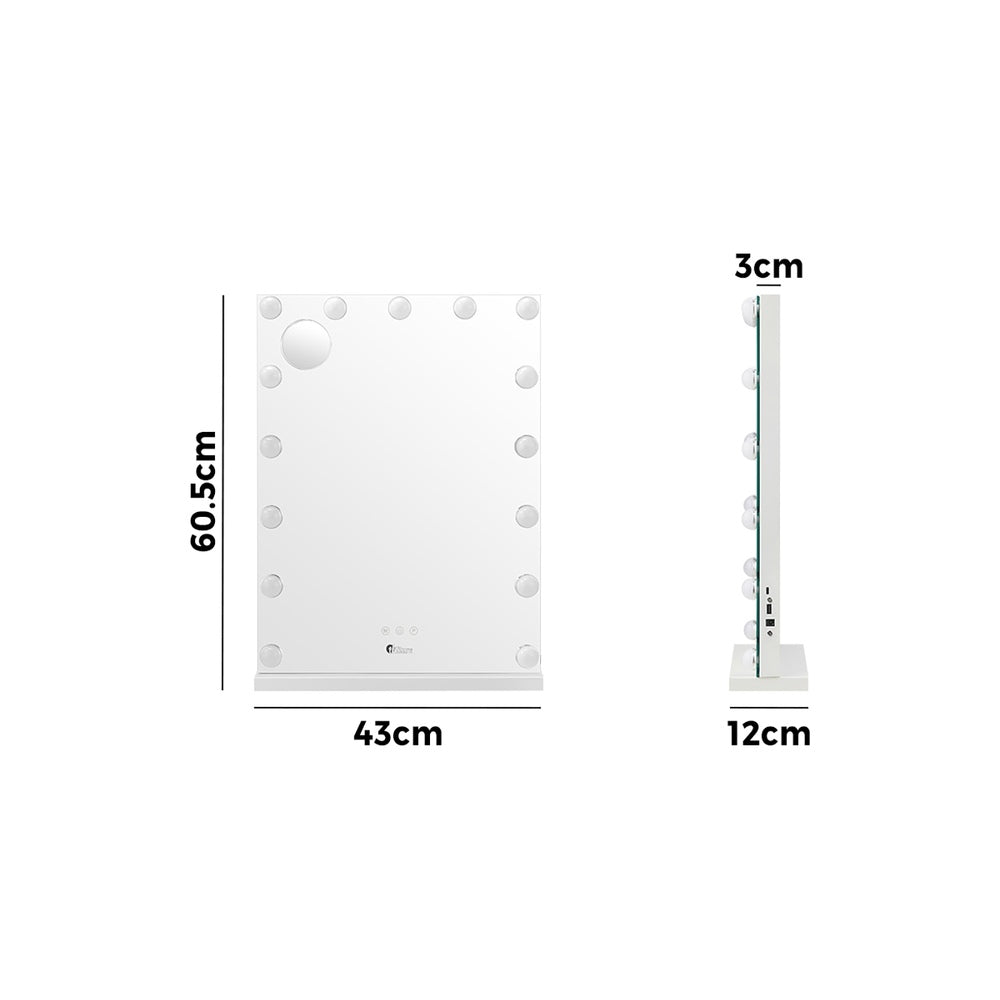 Oikiture LED Makeup Mirror Bluetooth Hollywood 61x43cm-Makeup Mirrors-PEROZ Accessories