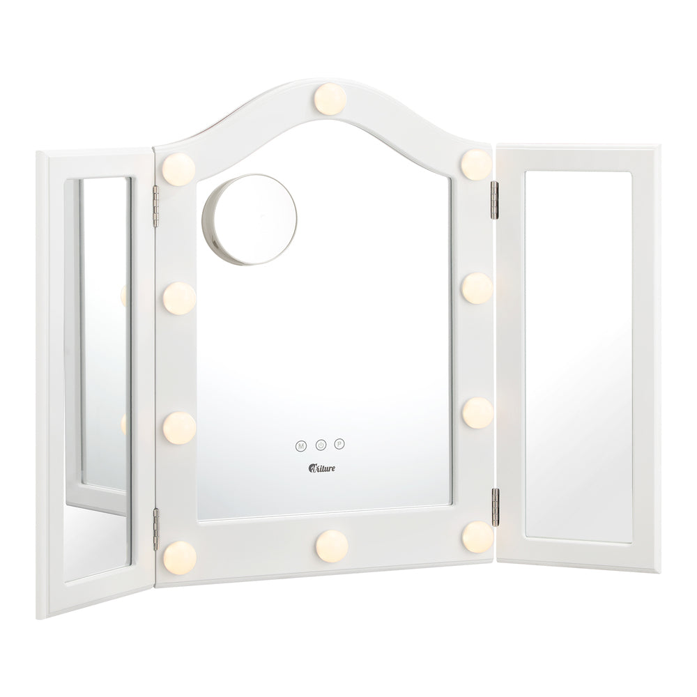 Oikiture Wooden Makeup Mirror 73x53cm USB Type C Port-Makeup Mirrors-PEROZ Accessories