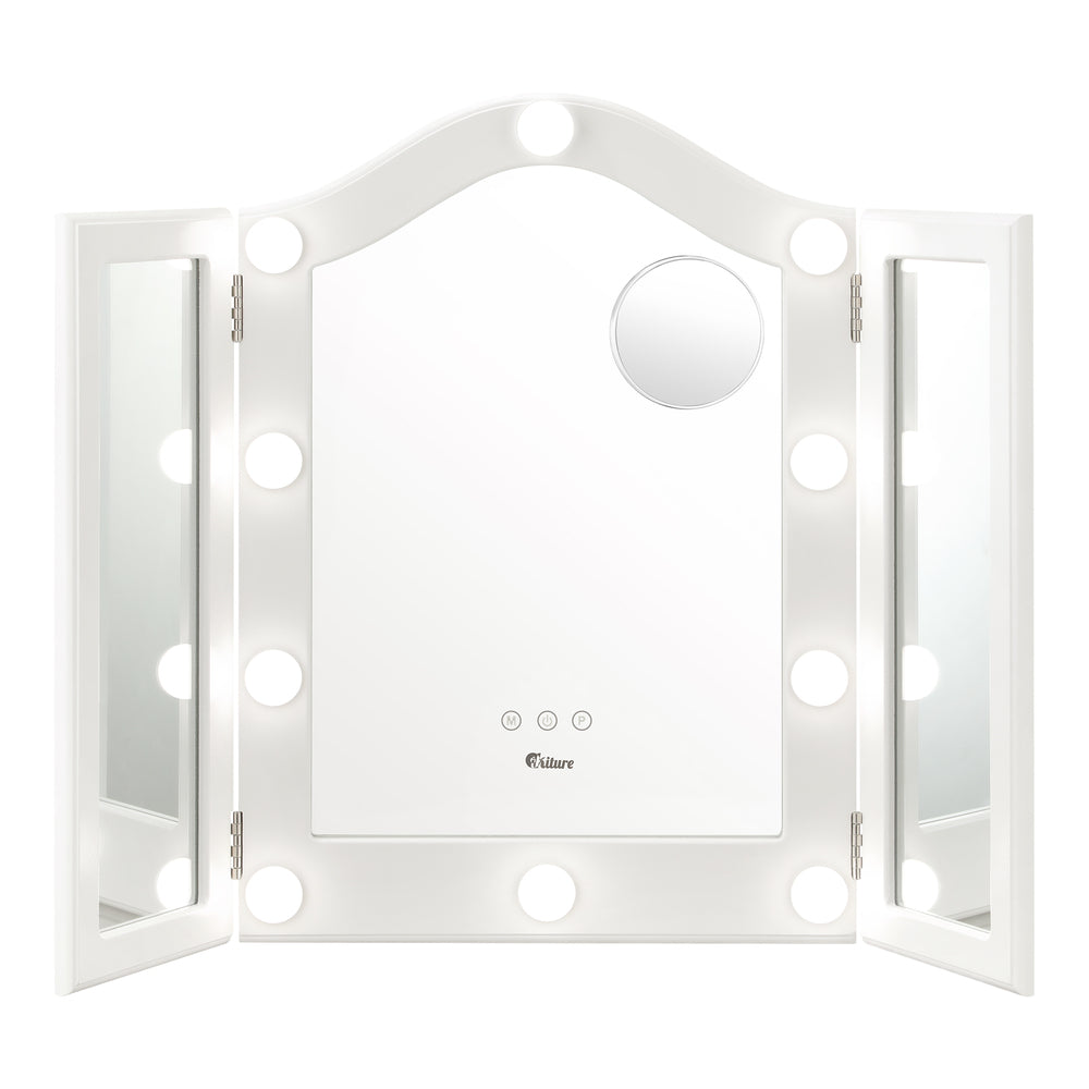 Oikiture Wooden Makeup Mirror 73x53cm USB Type C Port-Makeup Mirrors-PEROZ Accessories