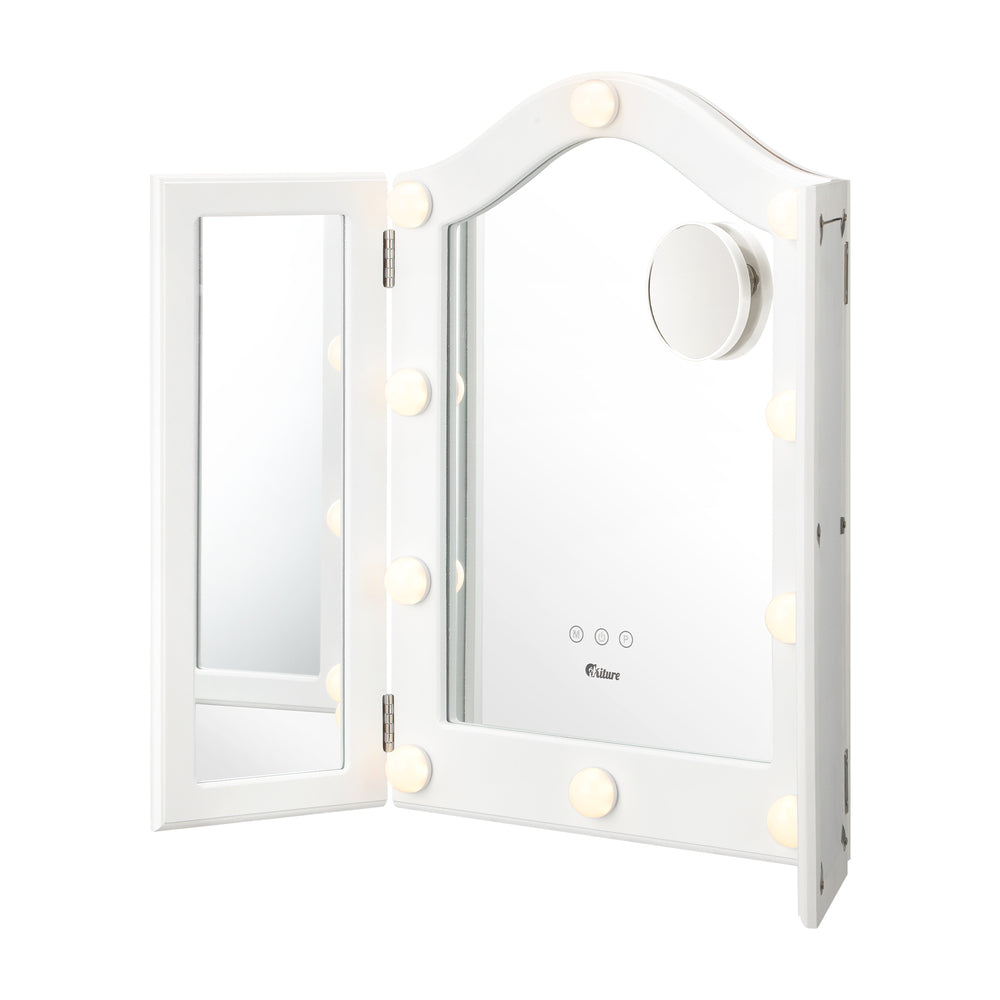 Oikiture Wooden Makeup Mirror 73x53cm USB Type C Port-Makeup Mirrors-PEROZ Accessories