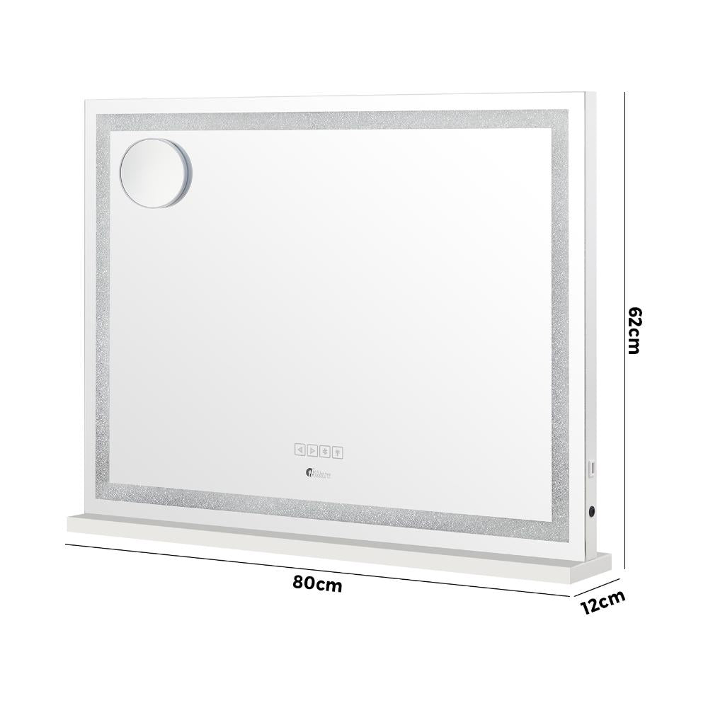 Oikiture Bluetooth Makeup Mirror Crystal LED 80x62cm-Makeup Mirrors-PEROZ Accessories