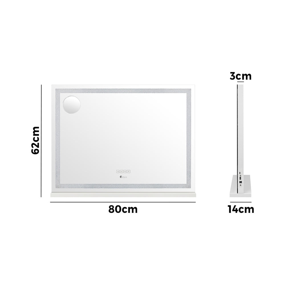 Oikiture Bluetooth Makeup Mirror Crystal LED 80x62cm-Makeup Mirrors-PEROZ Accessories