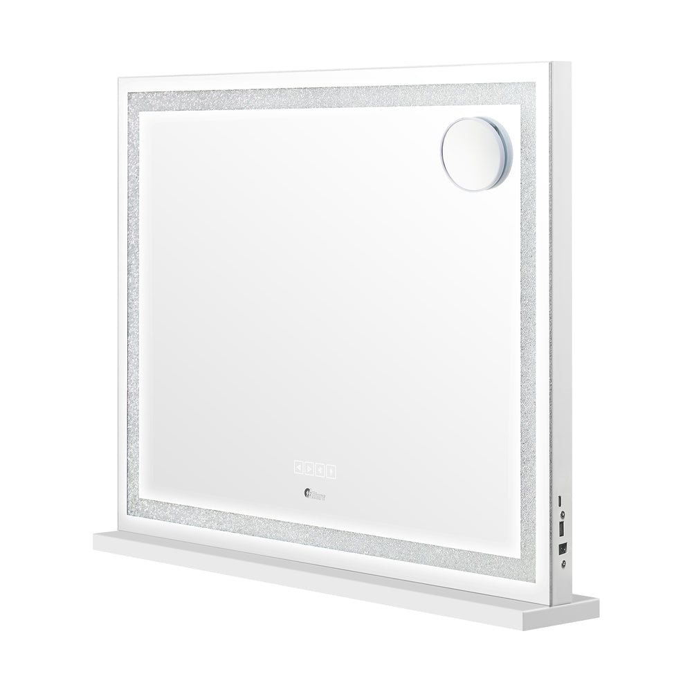 Oikiture Bluetooth Makeup Mirror Crystal LED 80x62cm-Makeup Mirrors-PEROZ Accessories