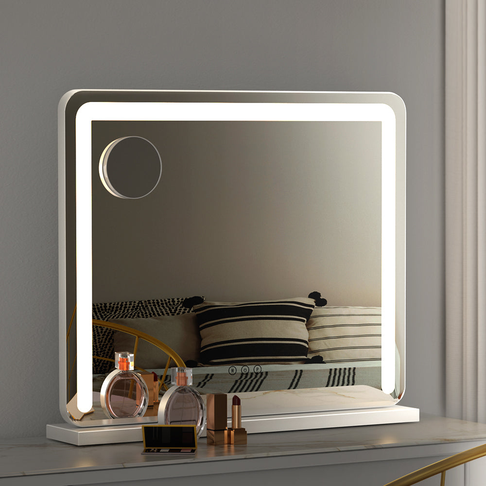 Embellir Makeup Mirror 60x50cm Hollywood Vanity with LED Light Tabletop White-Makeup Mirrors-PEROZ Accessories