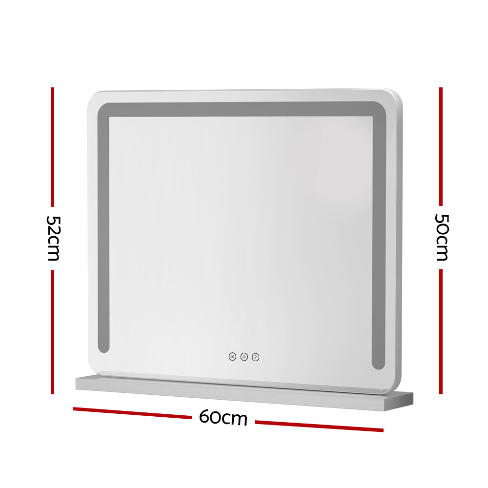 Embellir Makeup Mirror 60x50cm Hollywood Vanity with LED Light Tabletop White-Makeup Mirrors-PEROZ Accessories