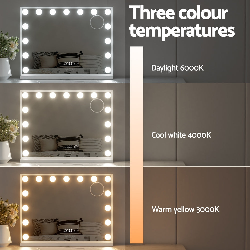 Embellir Makeup Mirror 58x45cm Hollywood Vanity with LED Light Tabletop White-Home & Garden > Decor > Mirrors-PEROZ Accessories
