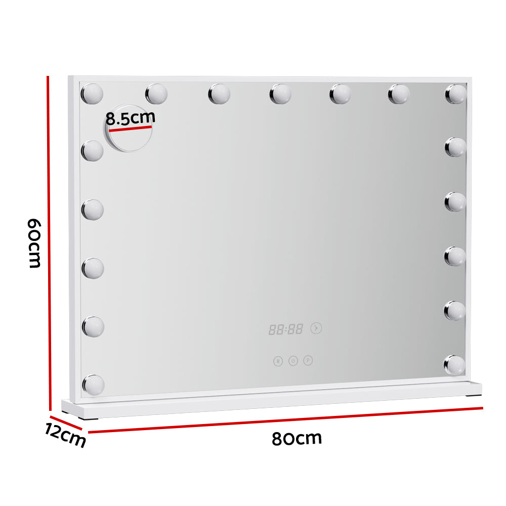 Embellir Makeup Mirror 80x60cm Hollywood Vanity with LED Light Tabletop White-Health & Beauty > Makeup > Makeup Mirrors-PEROZ Accessories