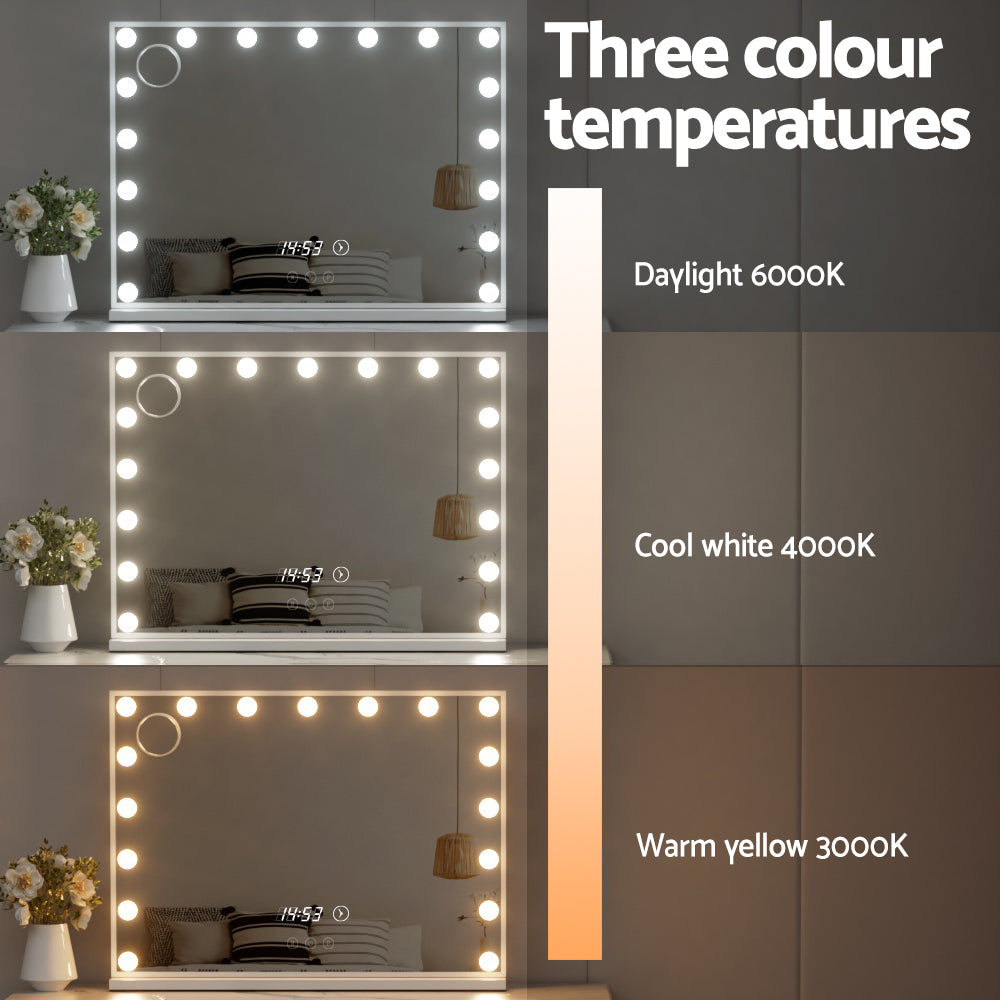 Embellir Makeup Mirror 80x60cm Hollywood Vanity with LED Light Tabletop White-Health & Beauty > Makeup > Makeup Mirrors-PEROZ Accessories