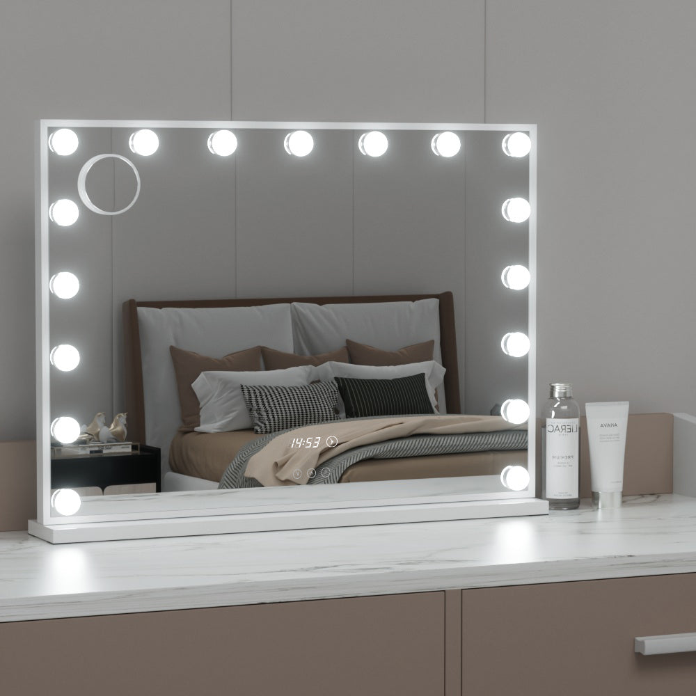 Embellir Makeup Mirror 80x60cm Hollywood Vanity with LED Light Tabletop White-Health & Beauty > Makeup > Makeup Mirrors-PEROZ Accessories