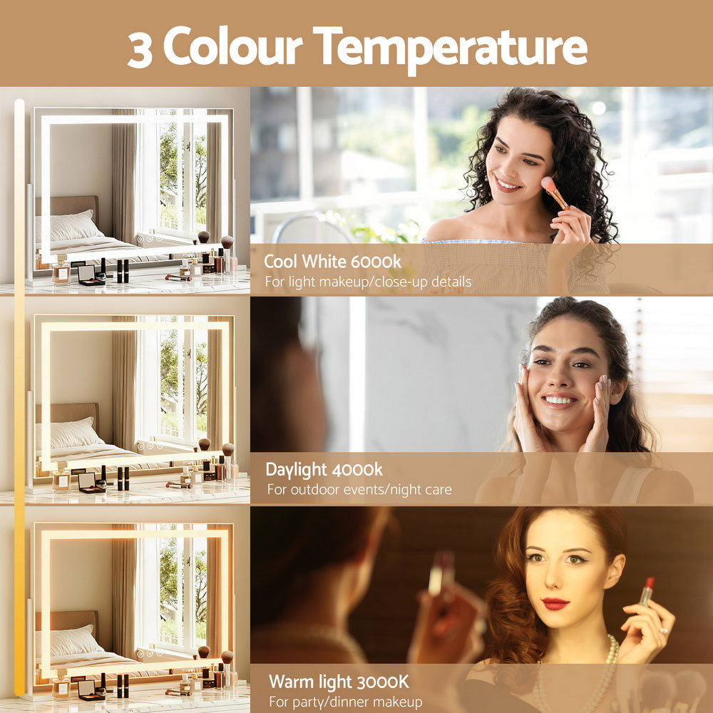 Embellir Makeup Mirror 80x58cm 360~ Rotatable Vanity Mirror with Lights Bright Light Strip Adjustable-Health & Beauty > Makeup > Makeup Mirrors-PEROZ Accessories