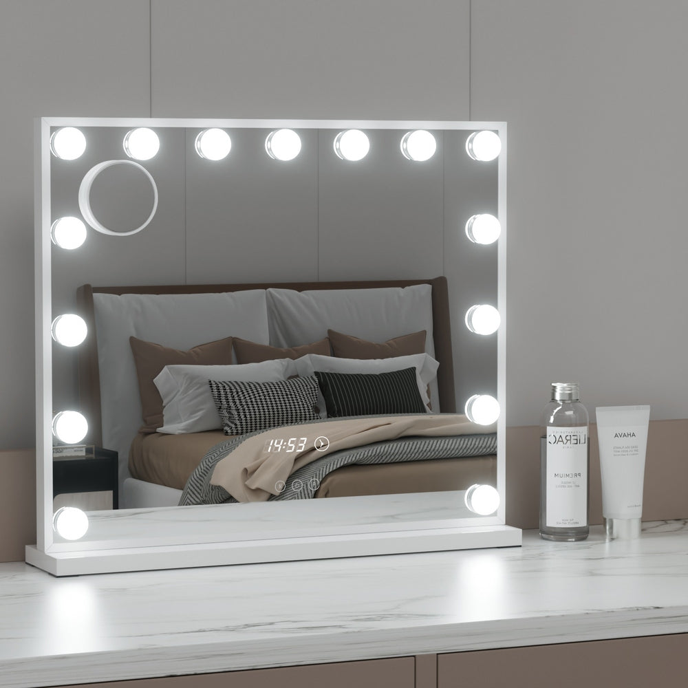 Embellir Makeup Mirror 60x52cm Hollywood Vanity with LED Light Tabletop White-Health & Beauty > Makeup > Makeup Mirrors-PEROZ Accessories