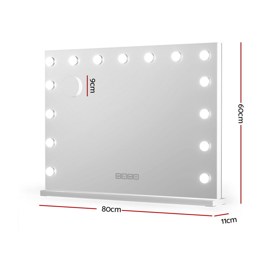 Embellir Bluetooth Makeup Mirror 80x58cm Hollywood Vanity with LED Light Wall-Makeup Mirrors-PEROZ Accessories