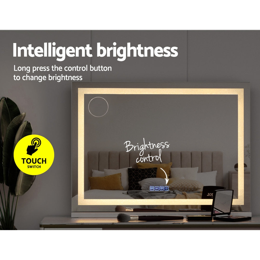 Embellir Bluetooth Makeup Mirror 80x58cm Hollywood Vanity with LED Light Crystal-Home & Garden > Decor > Mirrors-PEROZ Accessories