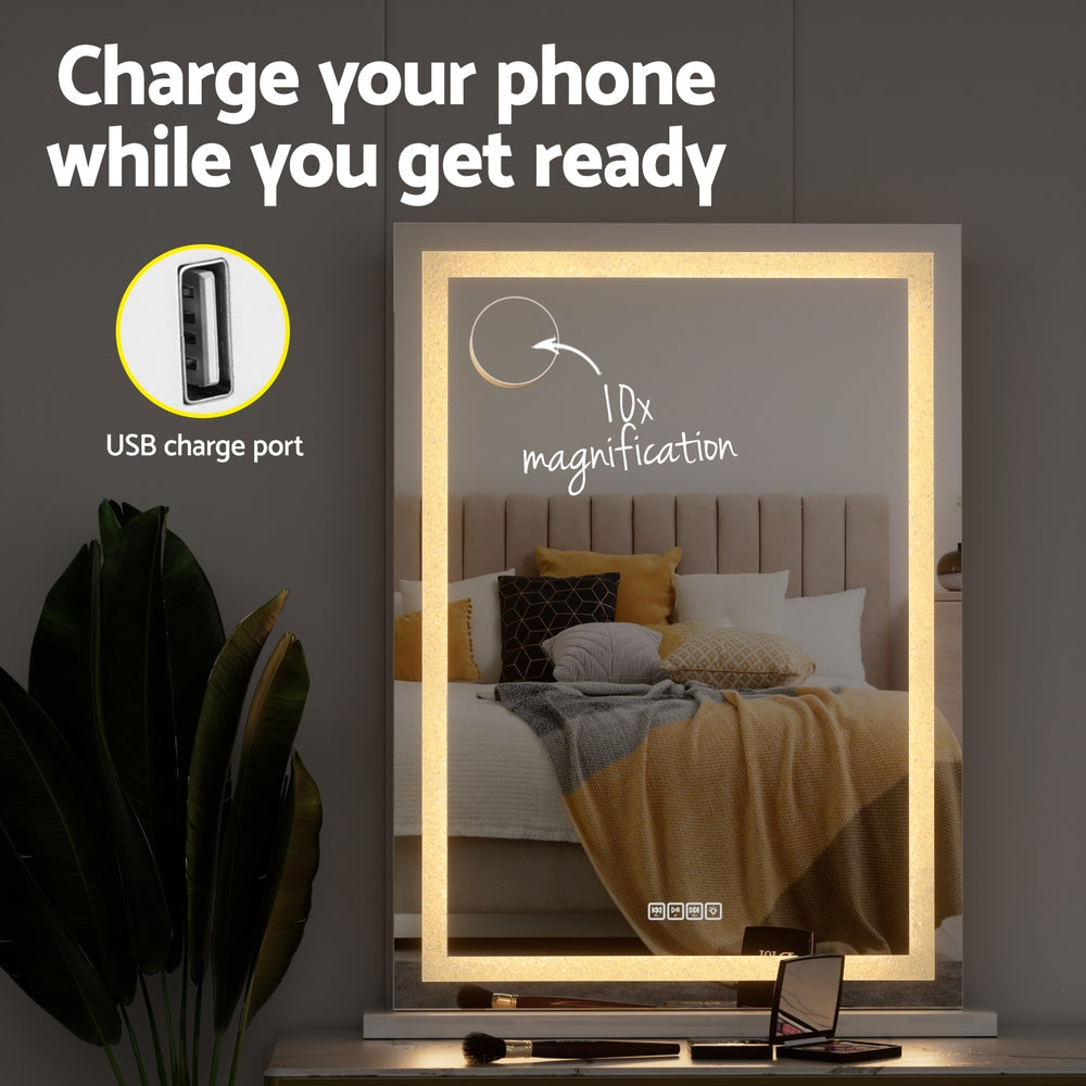Embellir Bluetooth Makeup Mirror 58x80cm Hollywood Vanity with LED Light Crystal-Home & Garden > Decor > Mirrors-PEROZ Accessories