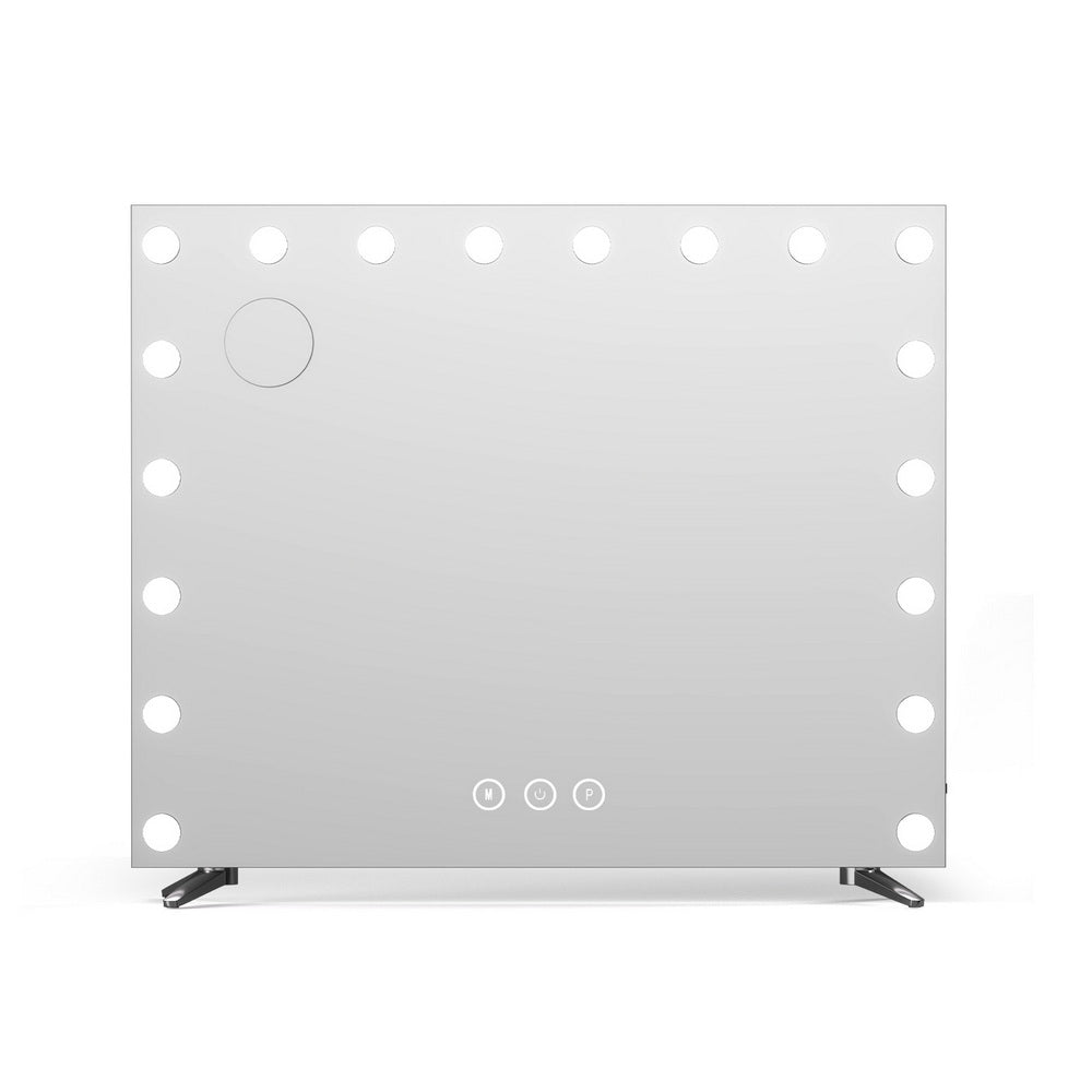 80x65cm Embellir Makeup Mirror Hollywood Vanity with LED Light Silver Legs-Makeup Mirrors-PEROZ Accessories