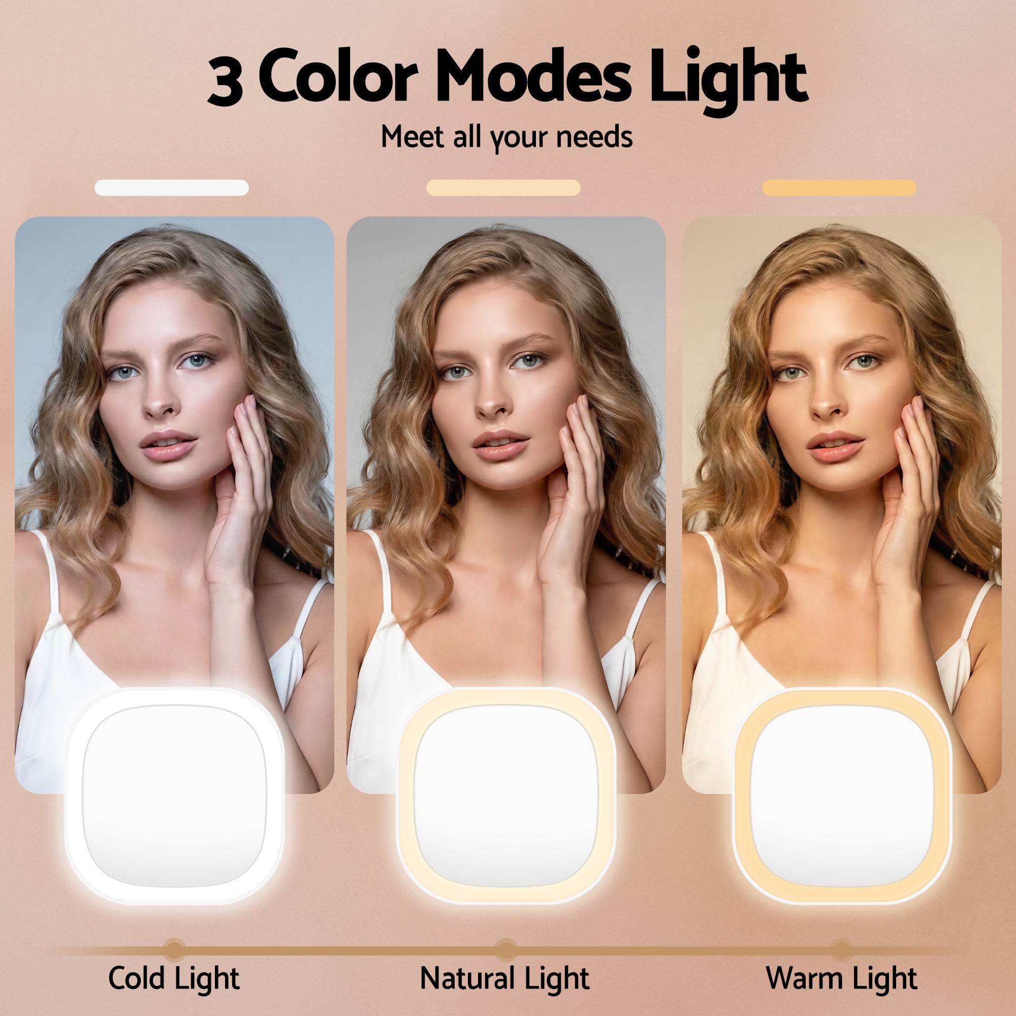 Embellir LED Compact Mirror Lighted Travel Makeup Mirror Pocket-Sized 1x 10x Magnification Square White-Health & Beauty > Makeup > Makeup Mirrors-PEROZ Accessories
