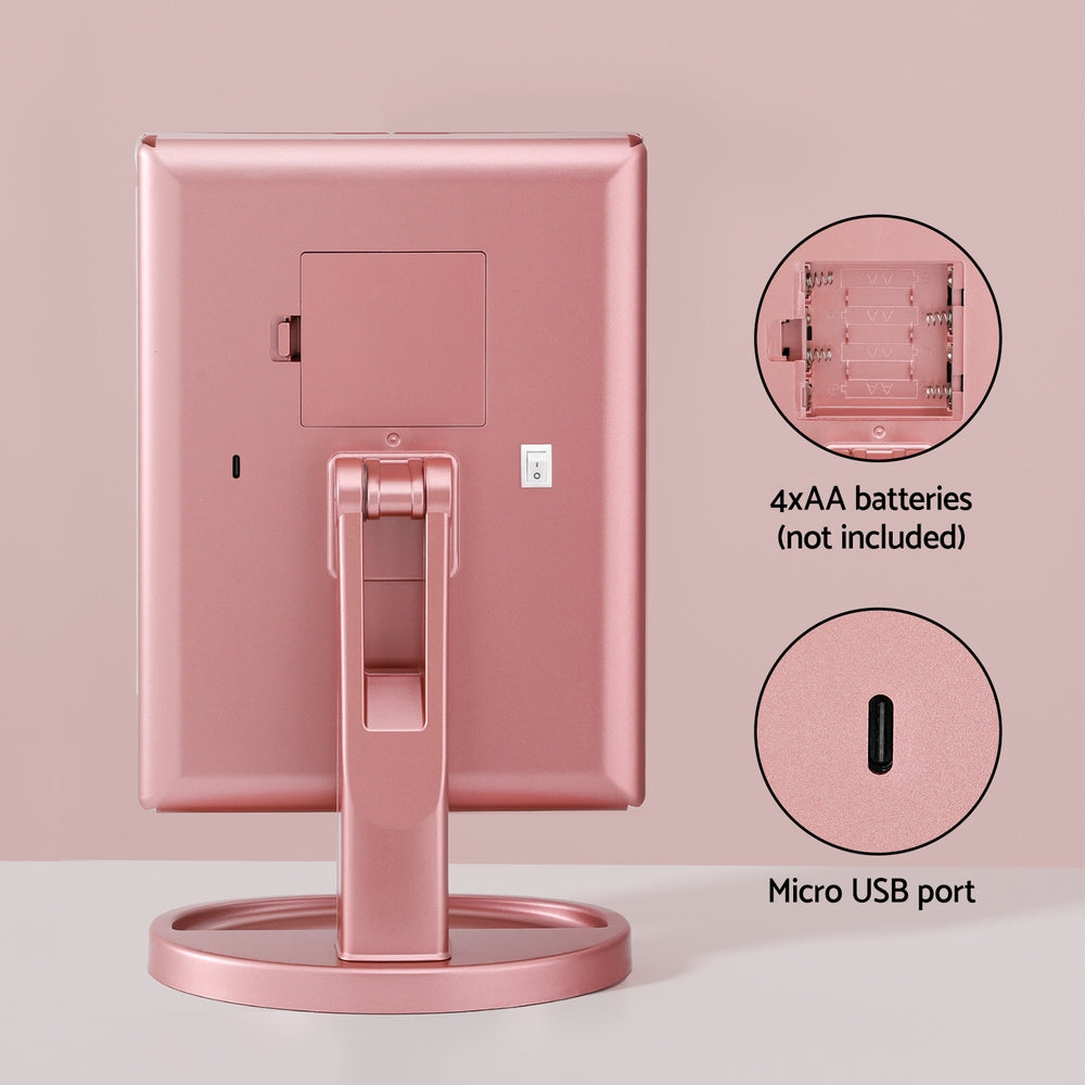 Embellir Tri-fold Makeup Mirror 1X2X3X Magnifying with LED Light Travel Portable Pink-Health & Beauty > Makeup > Makeup Mirrors-PEROZ Accessories