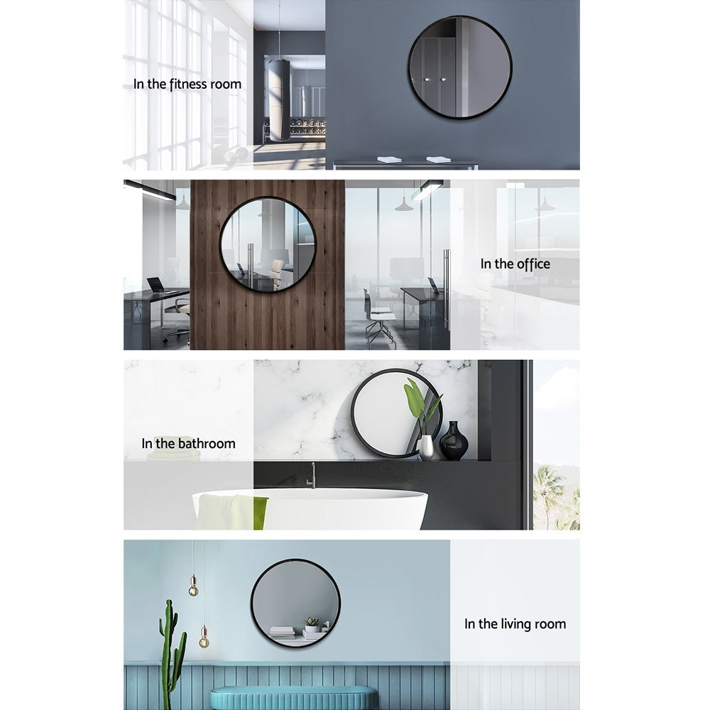 Embellir 2 Wall Mirror Makeup 50cm Home Decor Framed Mirrors Bathroom Round Black-Health & Beauty > Makeup > Makeup Mirrors-PEROZ Accessories