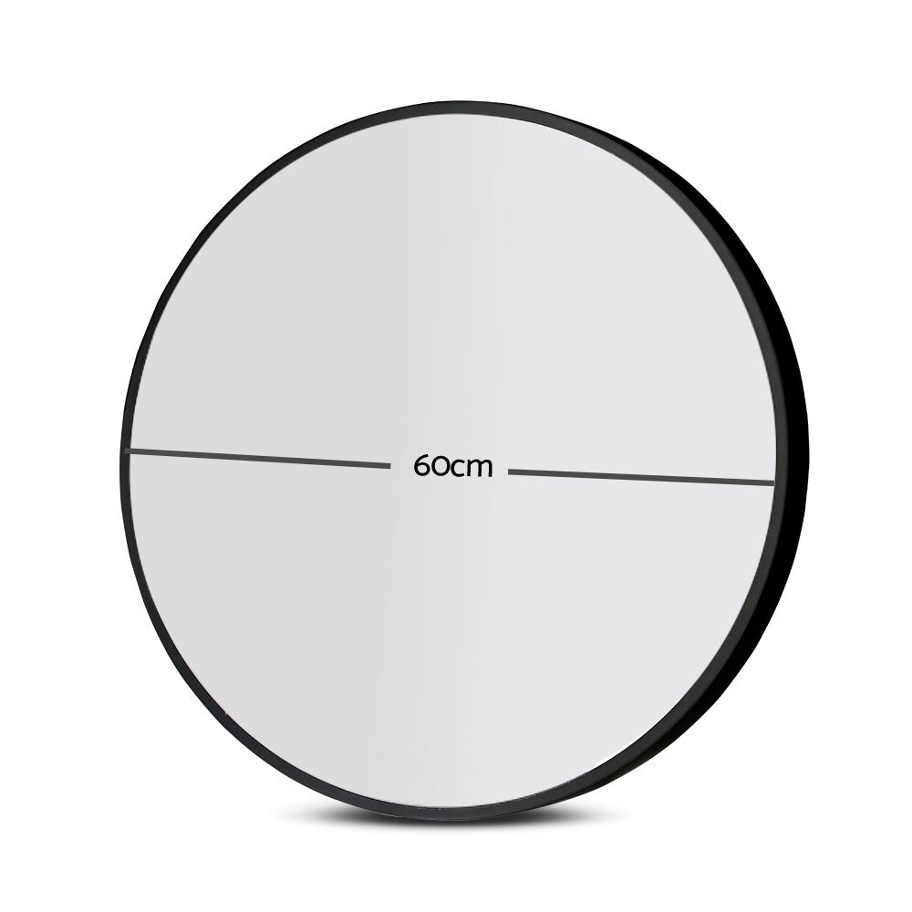 Embellir 2 Wall Mirror Makeup 60cm Home Decor Framed Mirrors Bathroom Round Black-Health & Beauty > Makeup > Makeup Mirrors-PEROZ Accessories