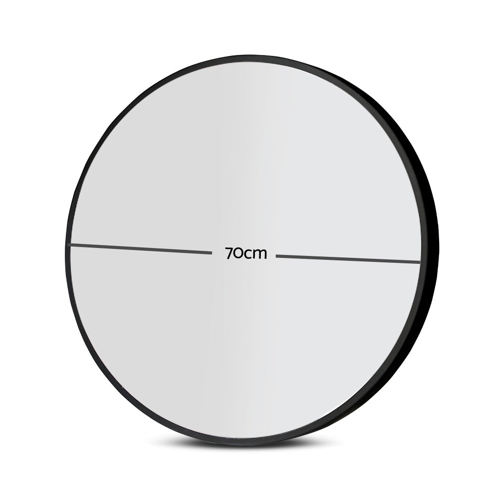 Embellir 2 Wall Mirror Makeup 70cm Home Decor Framed Mirrors Bathroom Round Black-Health & Beauty > Makeup > Makeup Mirrors-PEROZ Accessories