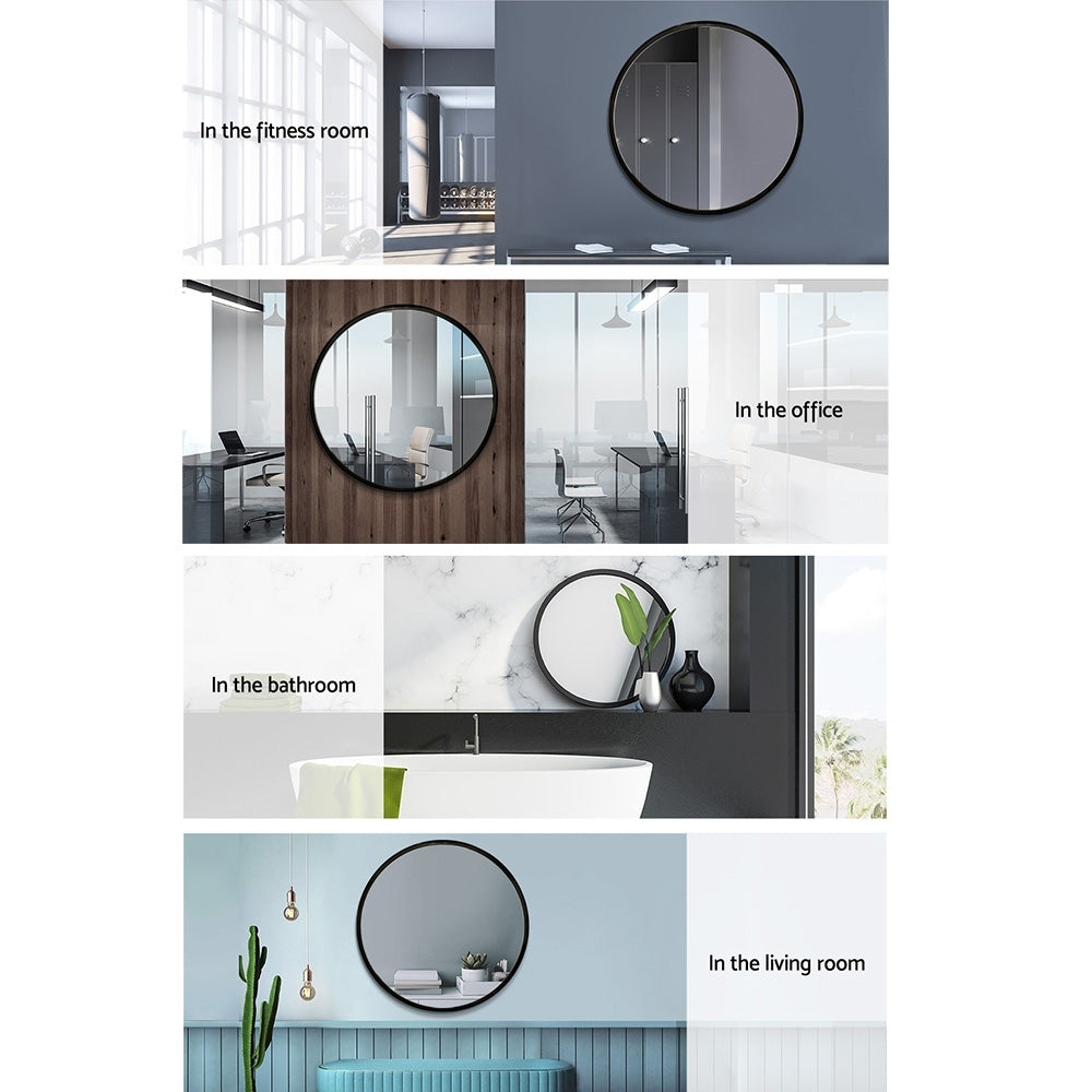 Embellir 2 Wall Mirror Makeup 70cm Home Decor Framed Mirrors Bathroom Round Black-Health & Beauty > Makeup > Makeup Mirrors-PEROZ Accessories