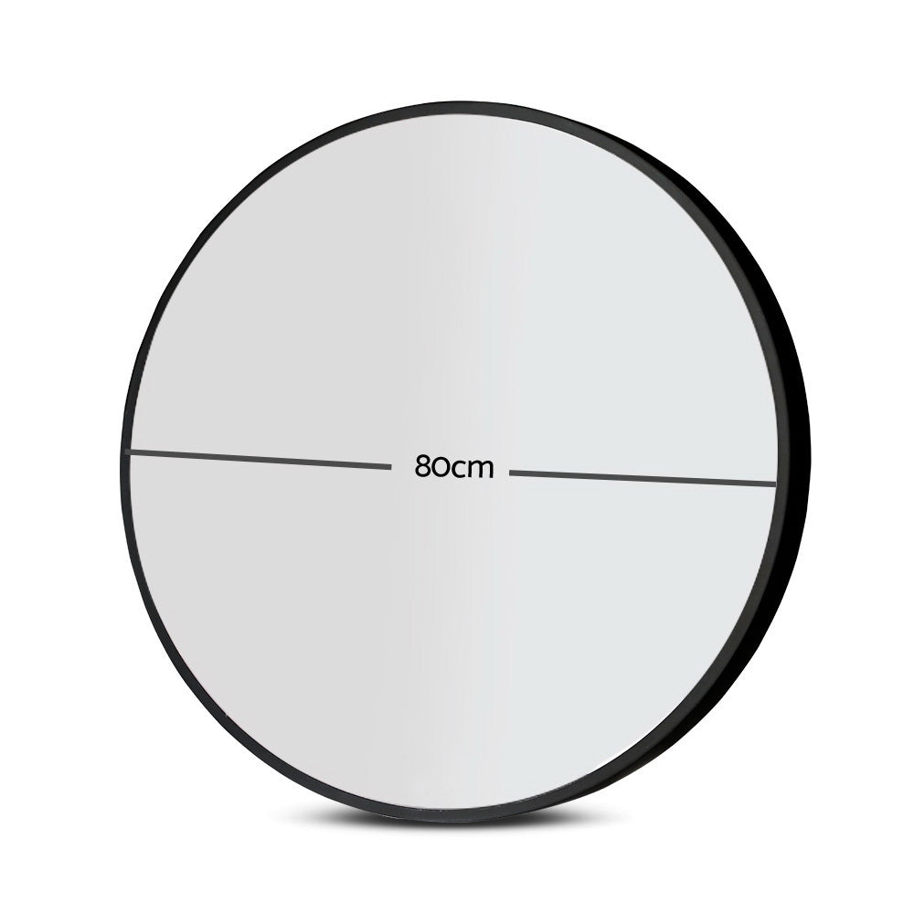 Embellir 2 Wall Mirror Makeup 80cm Home Decor Framed Mirrors Bathroom Round Black-Health & Beauty > Makeup > Makeup Mirrors-PEROZ Accessories