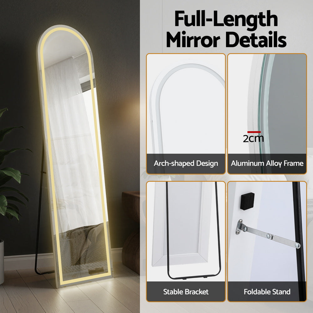 Embellir LED Full Length Mirror Floor Dressing Mirror 160cm-Home & Garden > Decor > Mirrors-PEROZ Accessories