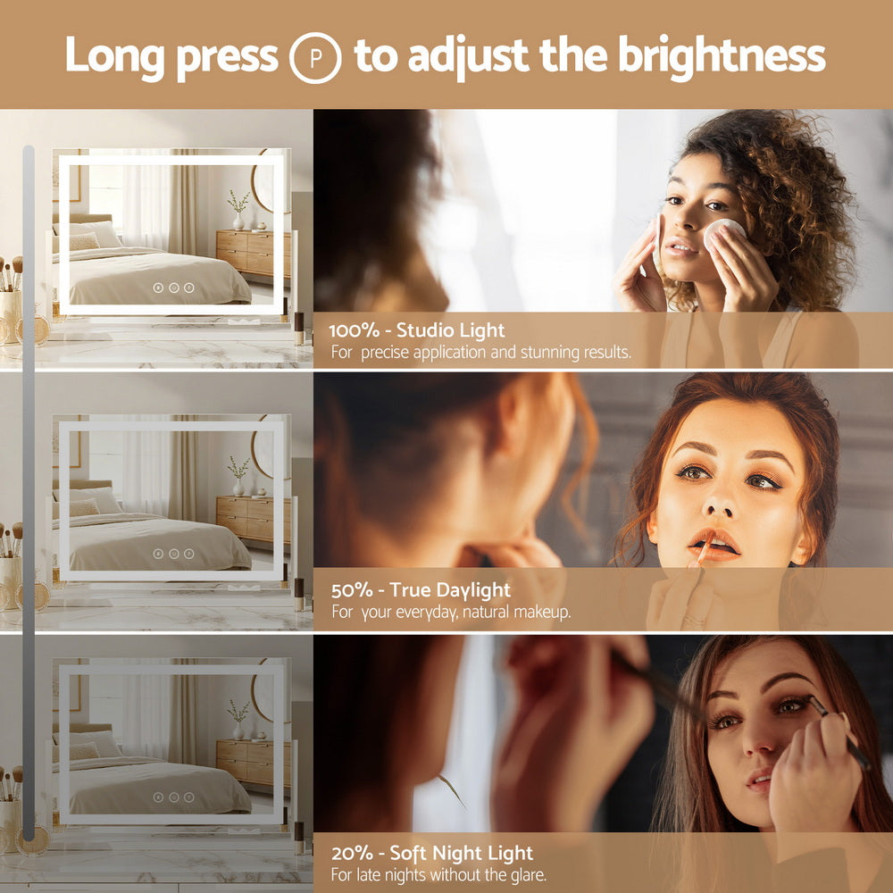 Embellir Makeup Mirror 58x46cm 360~ Rotatable Vanity Mirror with Lights Bright Light Strip Adjustable-Health & Beauty > Makeup > Makeup Mirrors-PEROZ Accessories