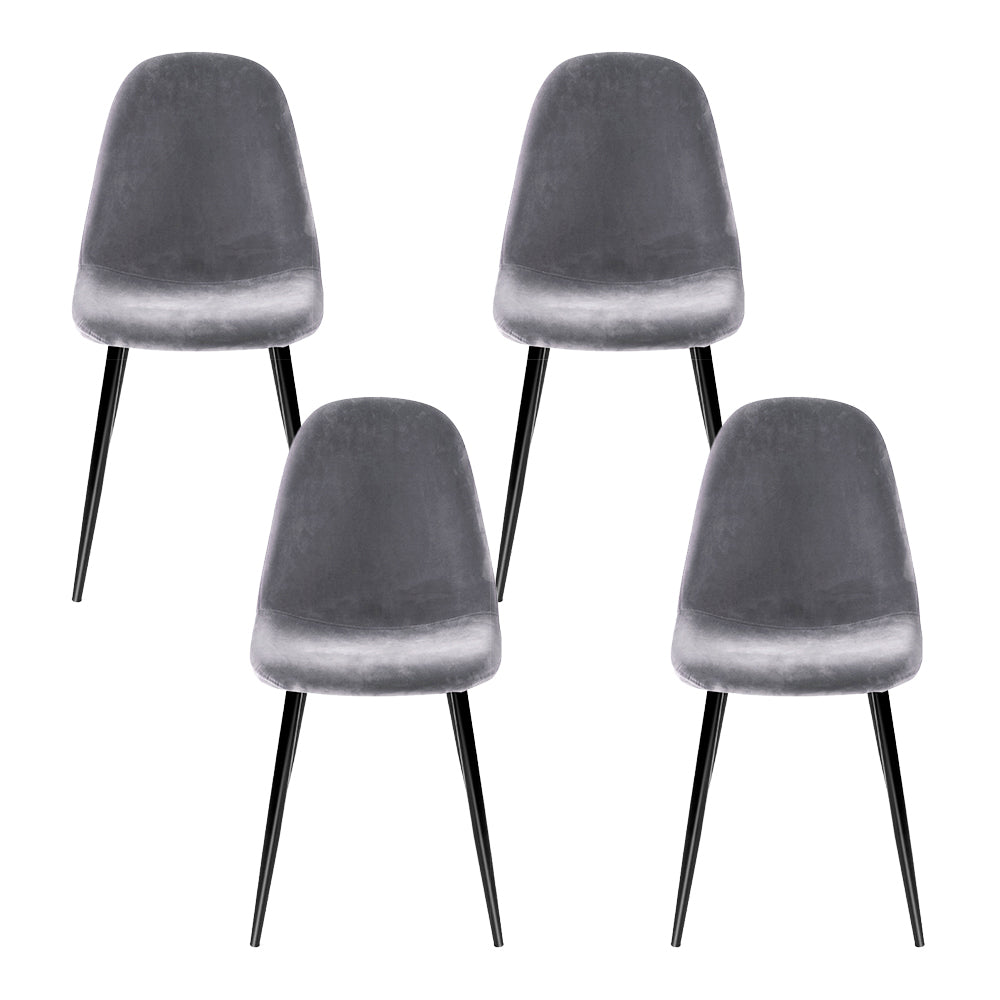 Artiss Dining Chairs Set of 4 Velvet Curved Slope Grey-Furniture > Dining-PEROZ Accessories