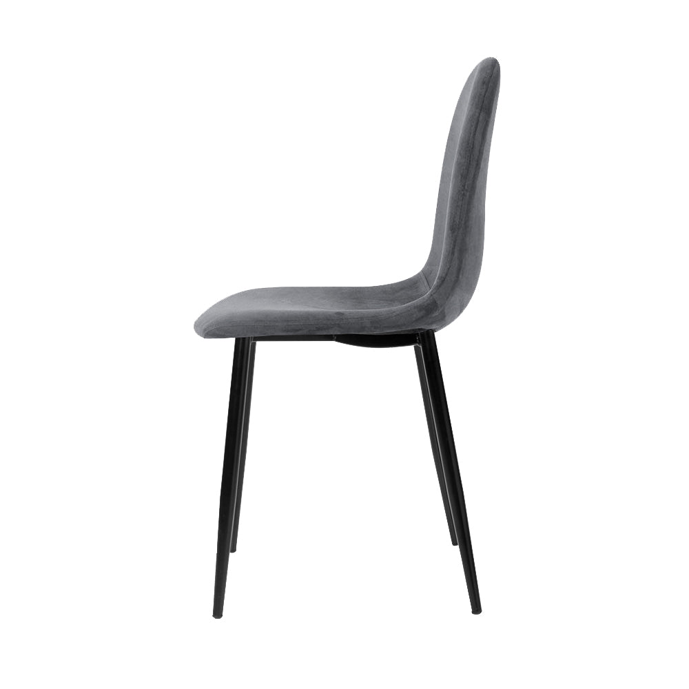 Artiss Dining Chairs Set of 4 Velvet Curved Slope Grey-Furniture > Dining-PEROZ Accessories