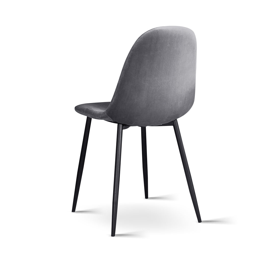 Artiss Dining Chairs Set of 4 Velvet Curved Slope Grey-Furniture > Dining-PEROZ Accessories