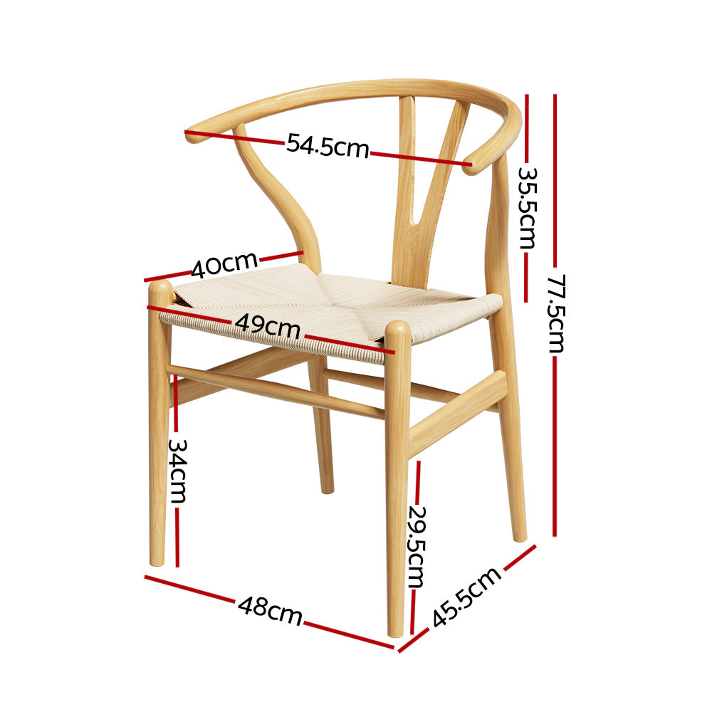 Artiss Dining Chair Wooden Rattan Seat Wishbone Back-Furniture > Dining-PEROZ Accessories