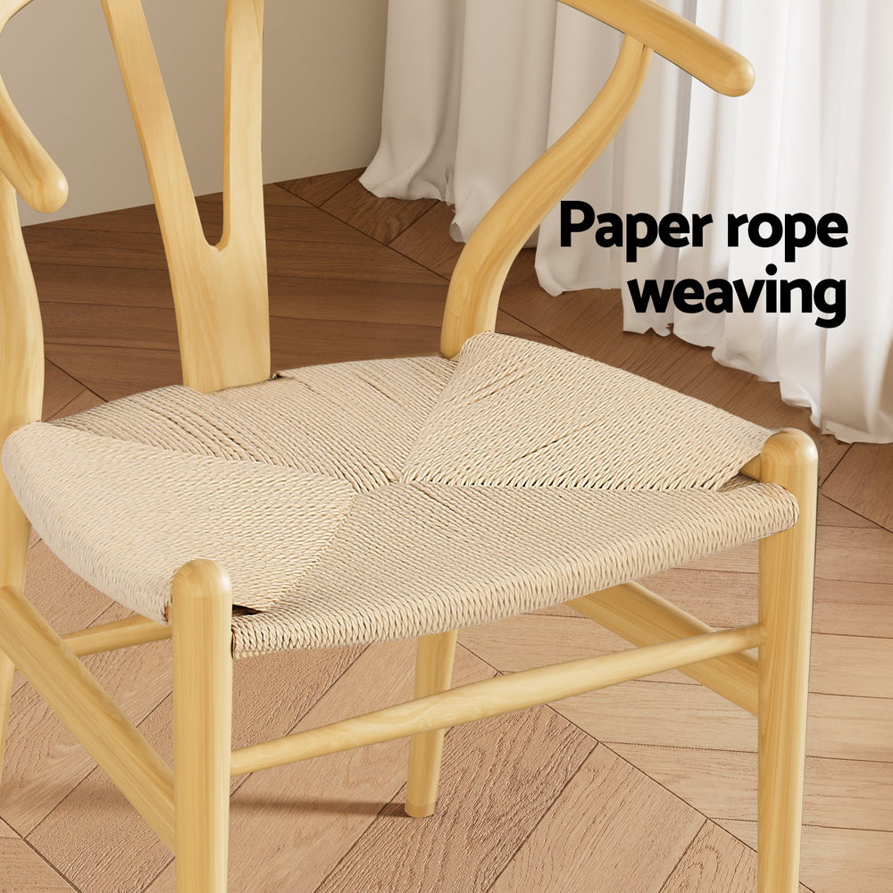 Artiss Dining Chair Wooden Rattan Seat Wishbone Back-Furniture > Dining-PEROZ Accessories