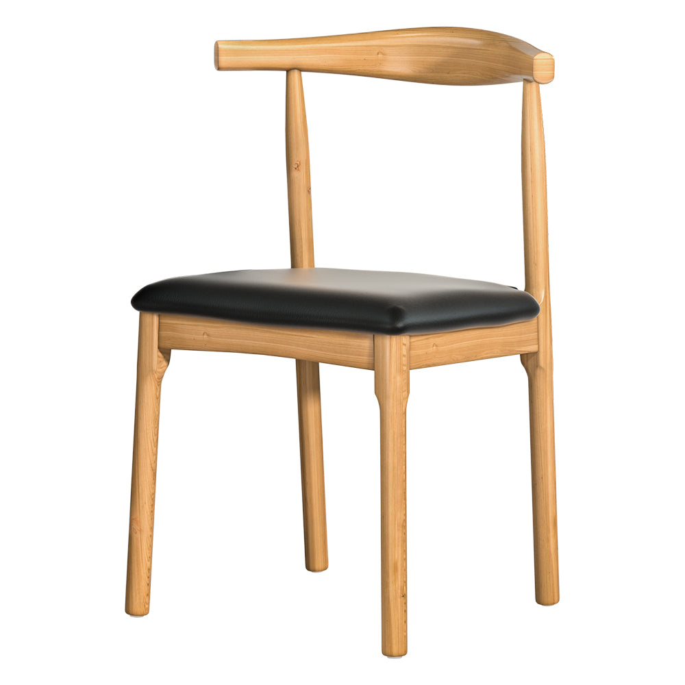 Artiss Dining Chair Rubber Wood Leather Seat Black-Furniture > Bar Stools & Chairs-PEROZ Accessories