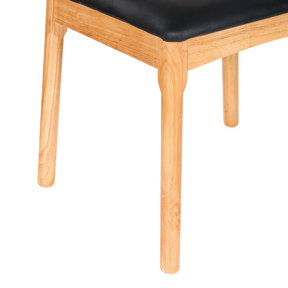 Artiss Dining Chair Rubber Wood Leather Seat Black-Furniture > Bar Stools & Chairs-PEROZ Accessories