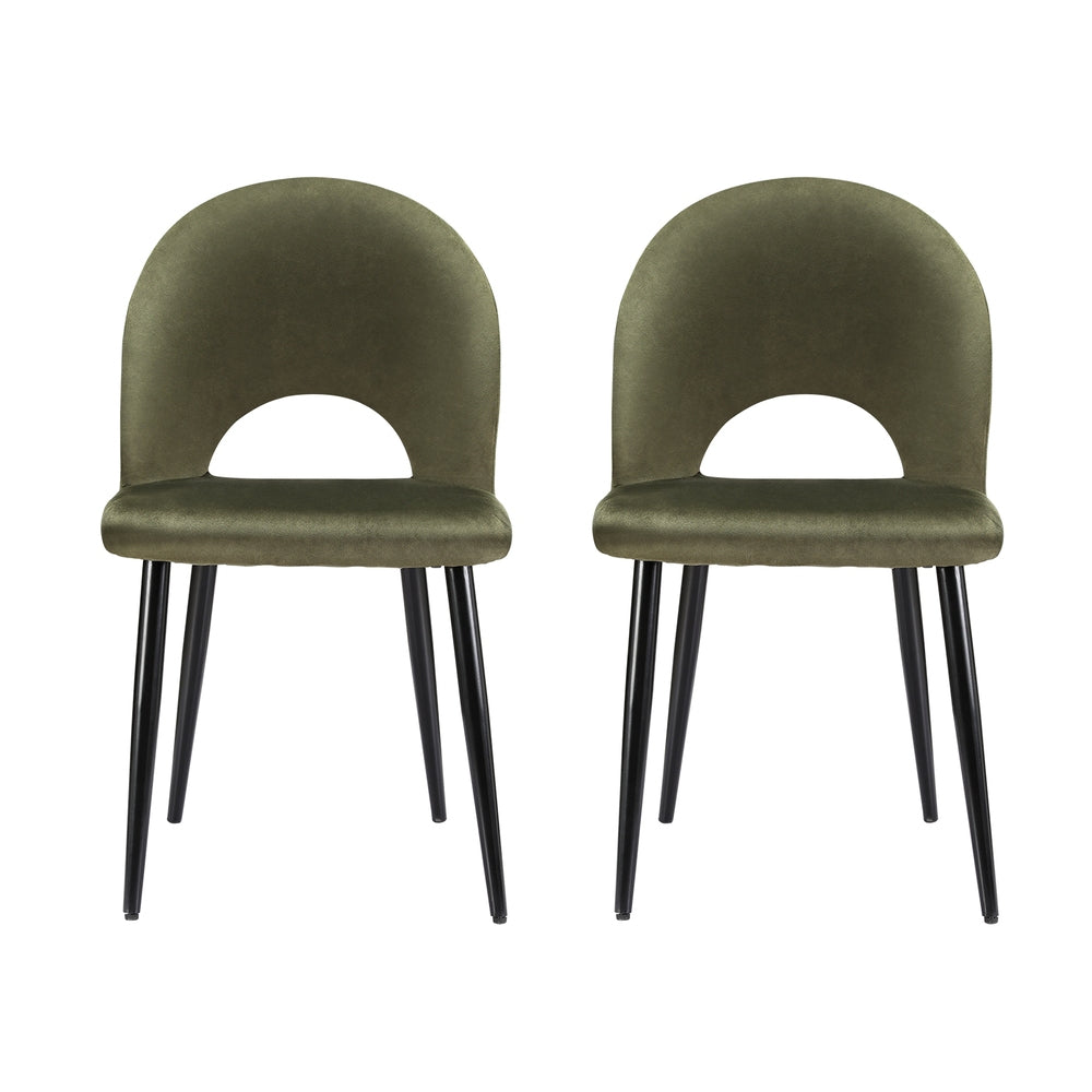 Artiss Dining Chairs Set of 2 Velvet Hollow Green-Furniture > Dining-PEROZ Accessories