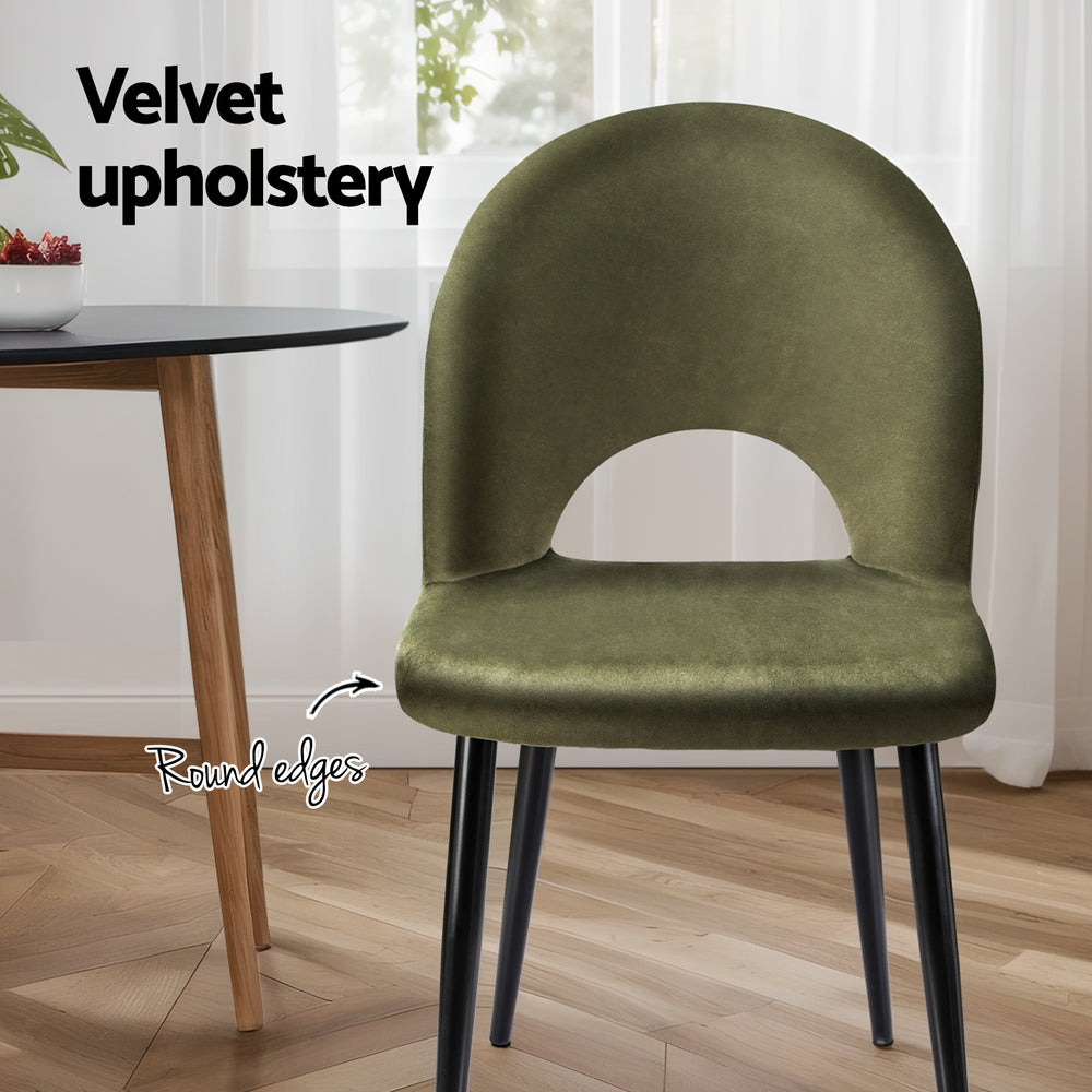 Artiss Dining Chairs Set of 2 Velvet Hollow Green-Furniture > Dining-PEROZ Accessories