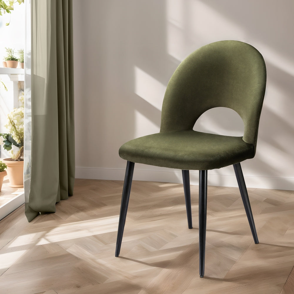Artiss Dining Chairs Set of 2 Velvet Hollow Green-Furniture > Dining-PEROZ Accessories